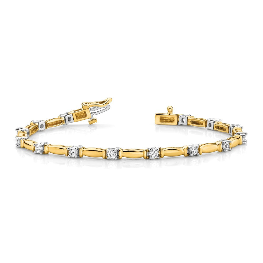 Two-tone Holds 1 carat 14- Round Diamond Curved Bar Link Tennis Bracelet Mounting - WBC
