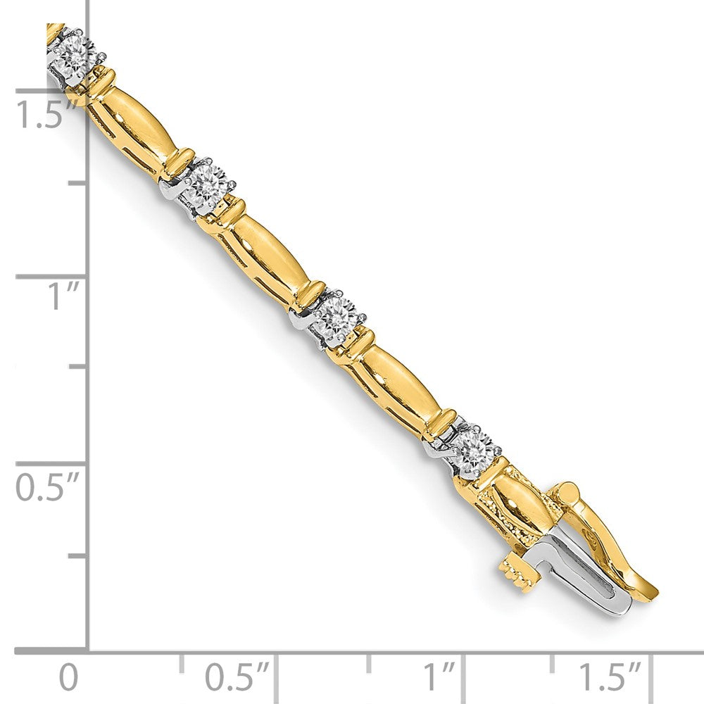 Two-tone Holds 1 carat 14- Round Diamond Curved Bar Link Tennis Bracelet Mounting - WBC
