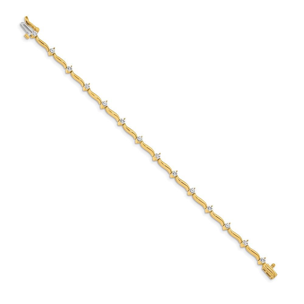 Holds 1 carat 14- Round Diamond 2-prong Wavy Bar Link Tennis Bracelet Mounting - WBC