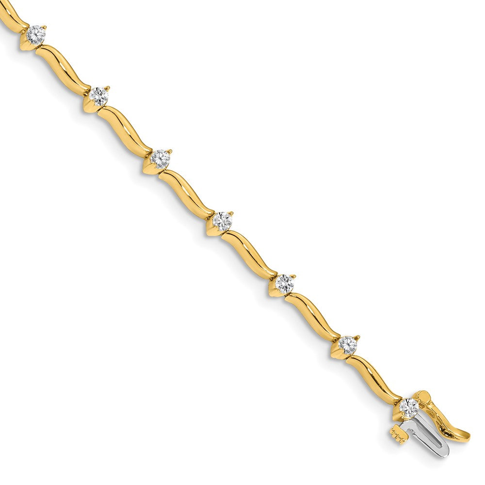 Holds 1 carat 14- Round Diamond 2-prong Wavy Bar Link Tennis Bracelet Mounting - WBC
