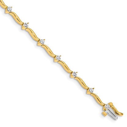 Holds 1 carat 14- Round Diamond 2-prong Wavy Bar Link Tennis Bracelet Mounting - WBC