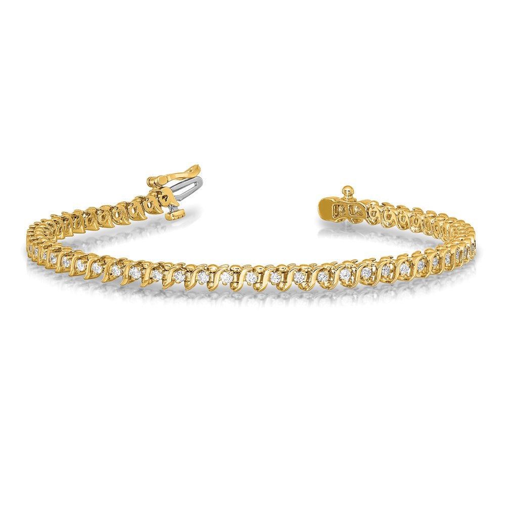Holds 7/8 carat 54- Round Diamond 2-prong S-link Tennis Bracelet Mounting - WBC