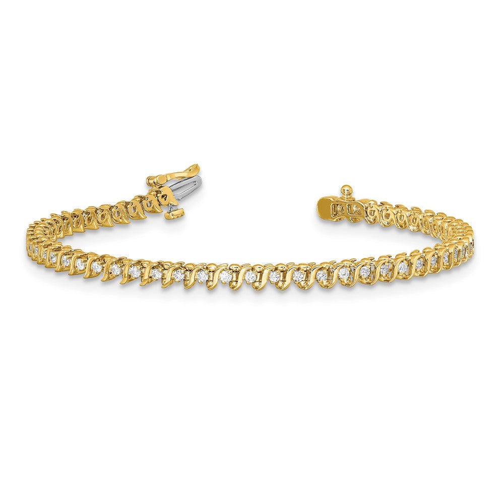 Holds 7/8 carat 54- Round Diamond 2-prong S-link Tennis Bracelet Mounting - WBC