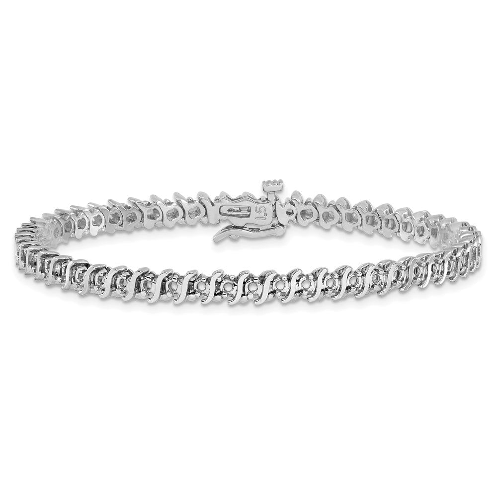 Holds 7/8 carat 54- Round Diamond 2-prong S-link Tennis Bracelet Mounting - WBC
