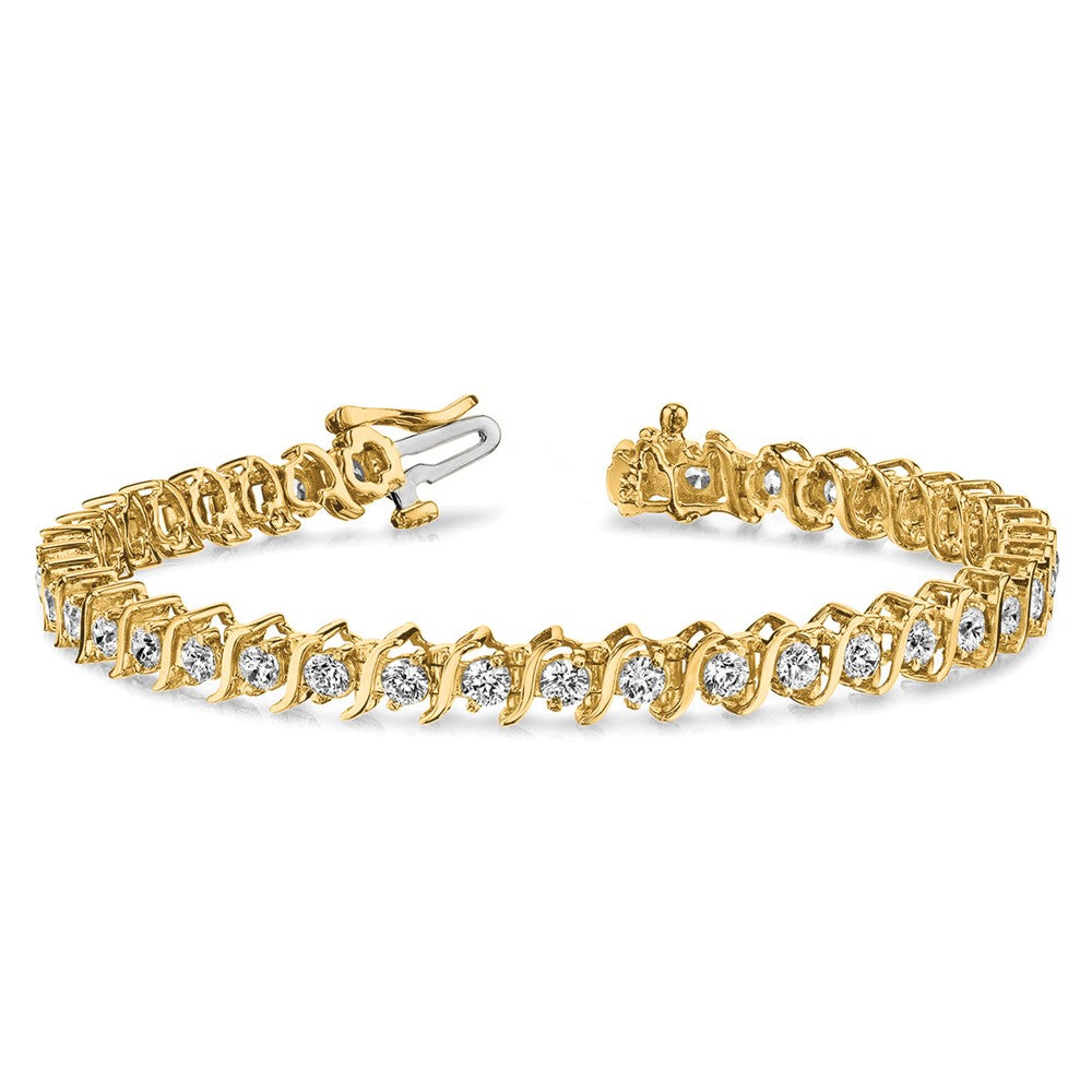 Holds 3.9 carat 38- Round Diamond 2-prong S-link Tennis Bracelet Mounting - WBC