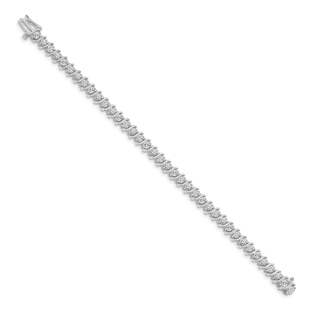 Holds 3.9 carat 38- Round Diamond 2-prong S-link Tennis Bracelet Mounting - WBC