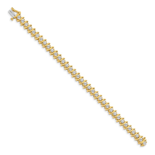 Holds 5.95 carat 35- Round Diamond 2-prong S-link Tennis Bracelet Mounting - WBC