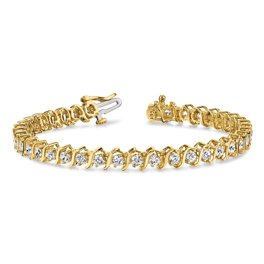 Holds 5.95 carat 35- Round Diamond 2-prong S-link Tennis Bracelet Mounting - WBC