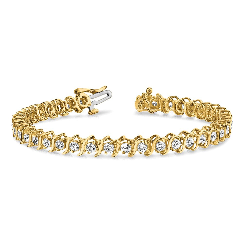 Holds 5.95 carat 35- Round Diamond 2-prong S-link Tennis Bracelet Mounting - WBC