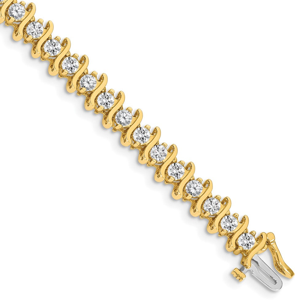 Holds 5.95 carat 35- Round Diamond 2-prong S-link Tennis Bracelet Mounting - WBC