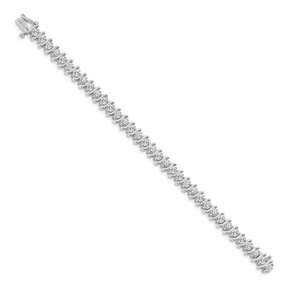 Holds 5.95 carat 35- Round Diamond 2-prong S-link Tennis Bracelet Mounting - WBC