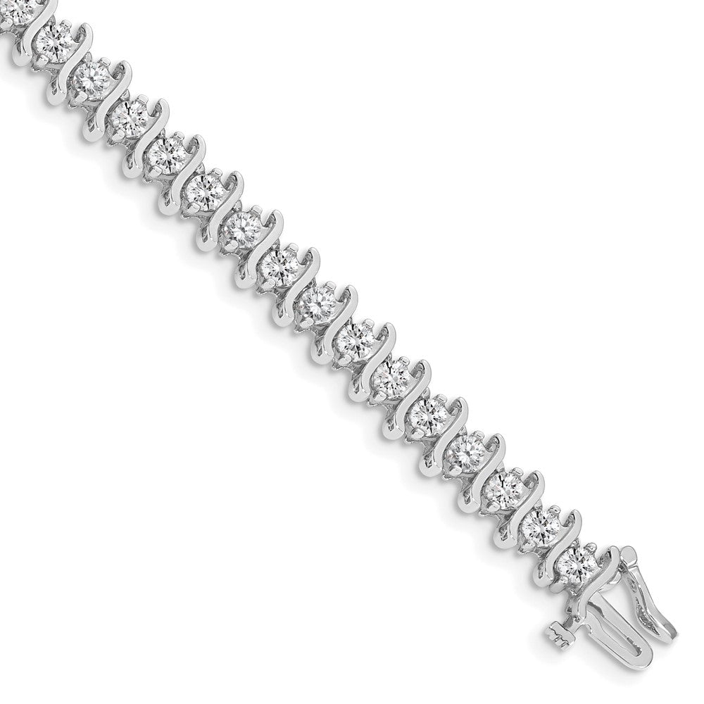 Holds 5.95 carat 35- Round Diamond 2-prong S-link Tennis Bracelet Mounting - WBC