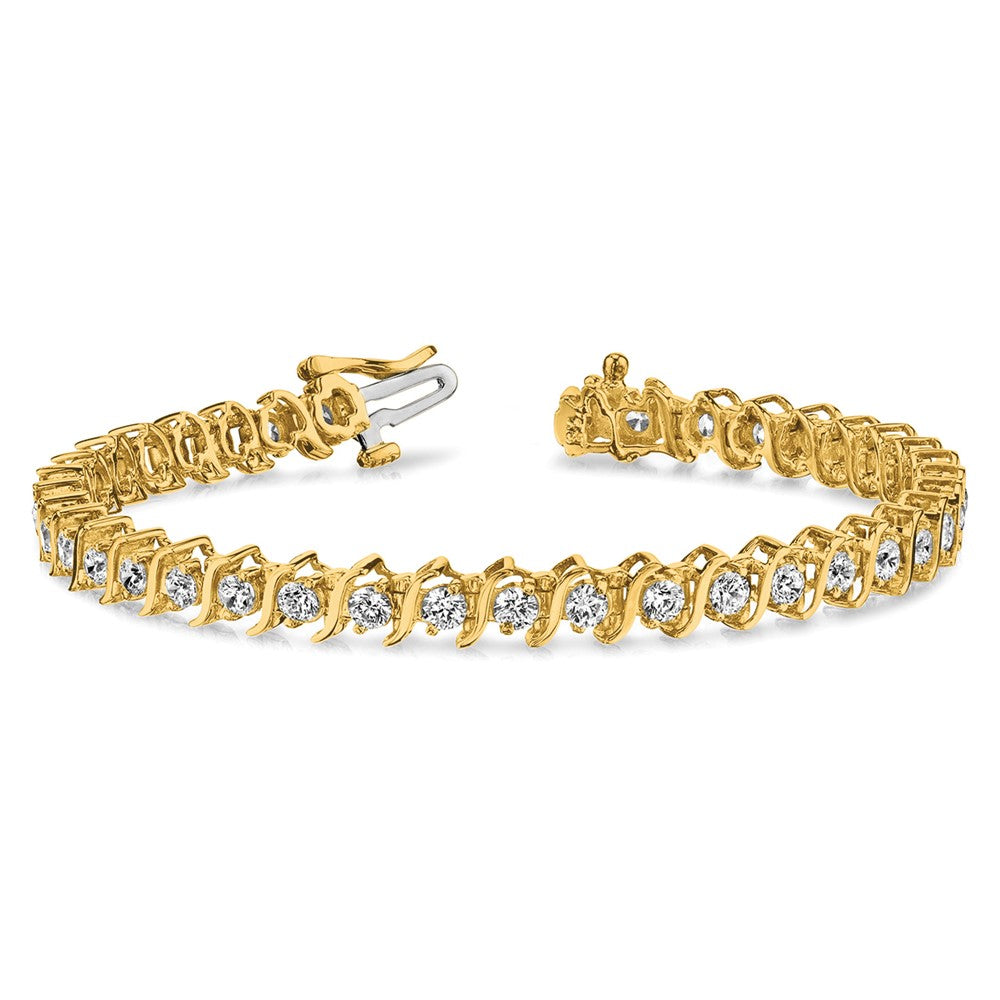Holds 7.19 carat 33- Round Diamond 2-prong S-link Tennis Bracelet Mounting - WBC