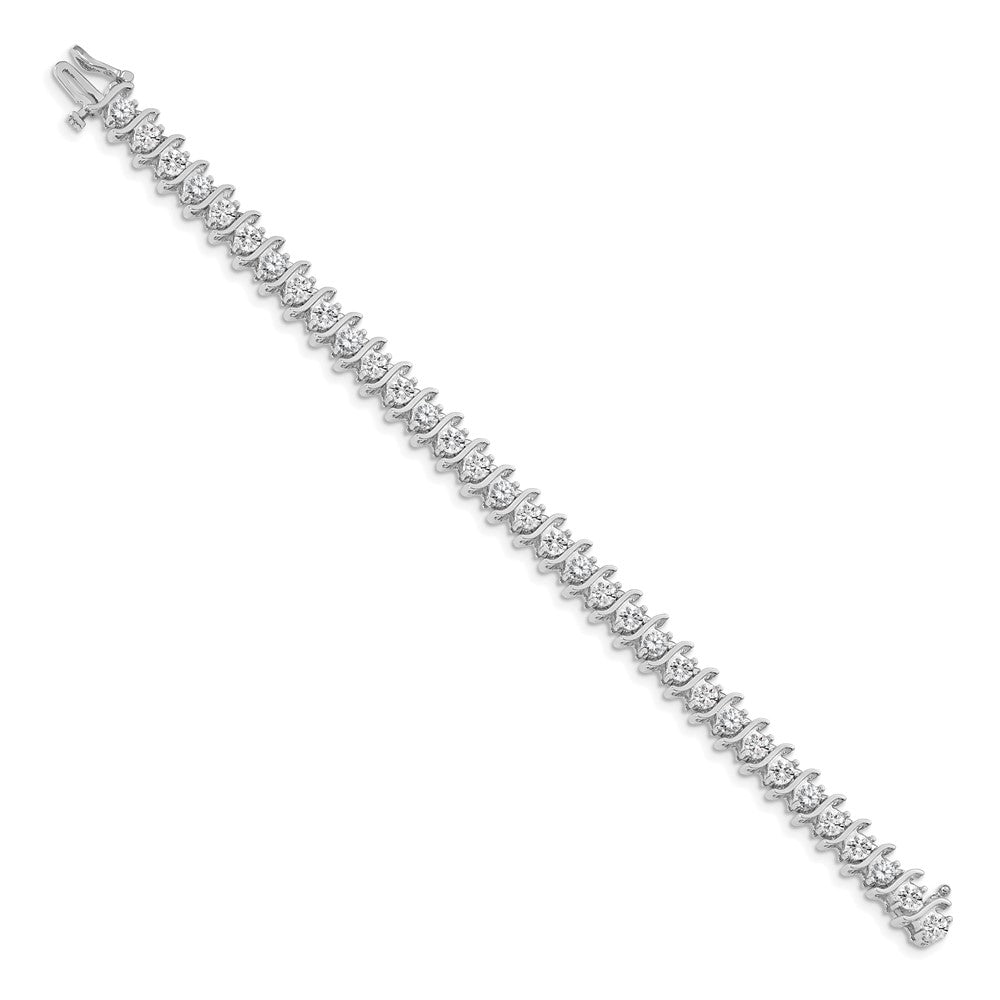 Holds 7.19 carat 33- Round Diamond 2-prong S-link Tennis Bracelet Mounting - WBC