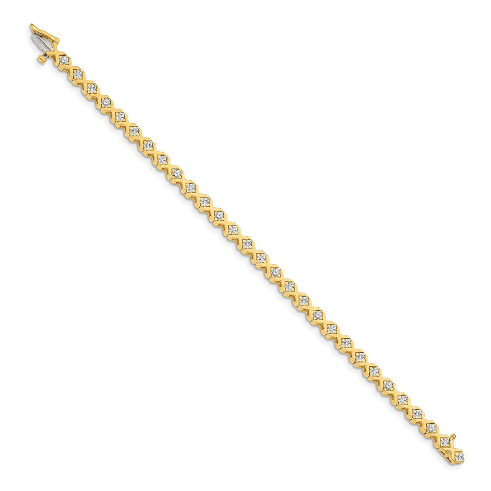 Holds 2 carat 29- Round Diamond 4-prong X-design Tennis Bracelet Mounting - WBC