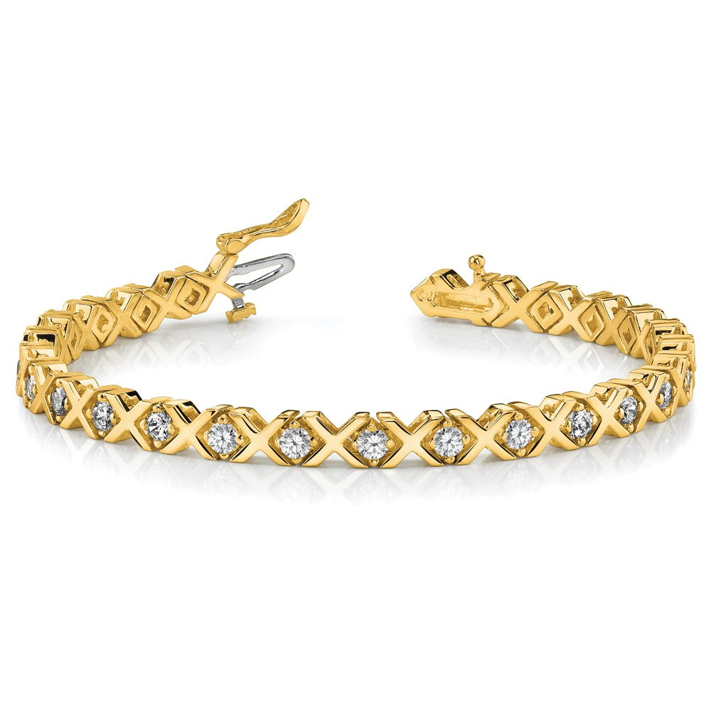 Holds 2 carat 29- Round Diamond 4-prong X-design Tennis Bracelet Mounting - WBC