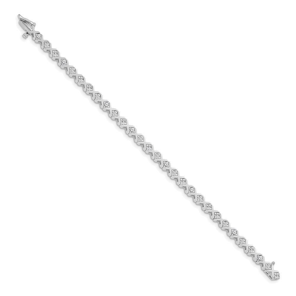 Holds 2 carat 29- Round Diamond 4-prong X-design Tennis Bracelet Mounting - WBC