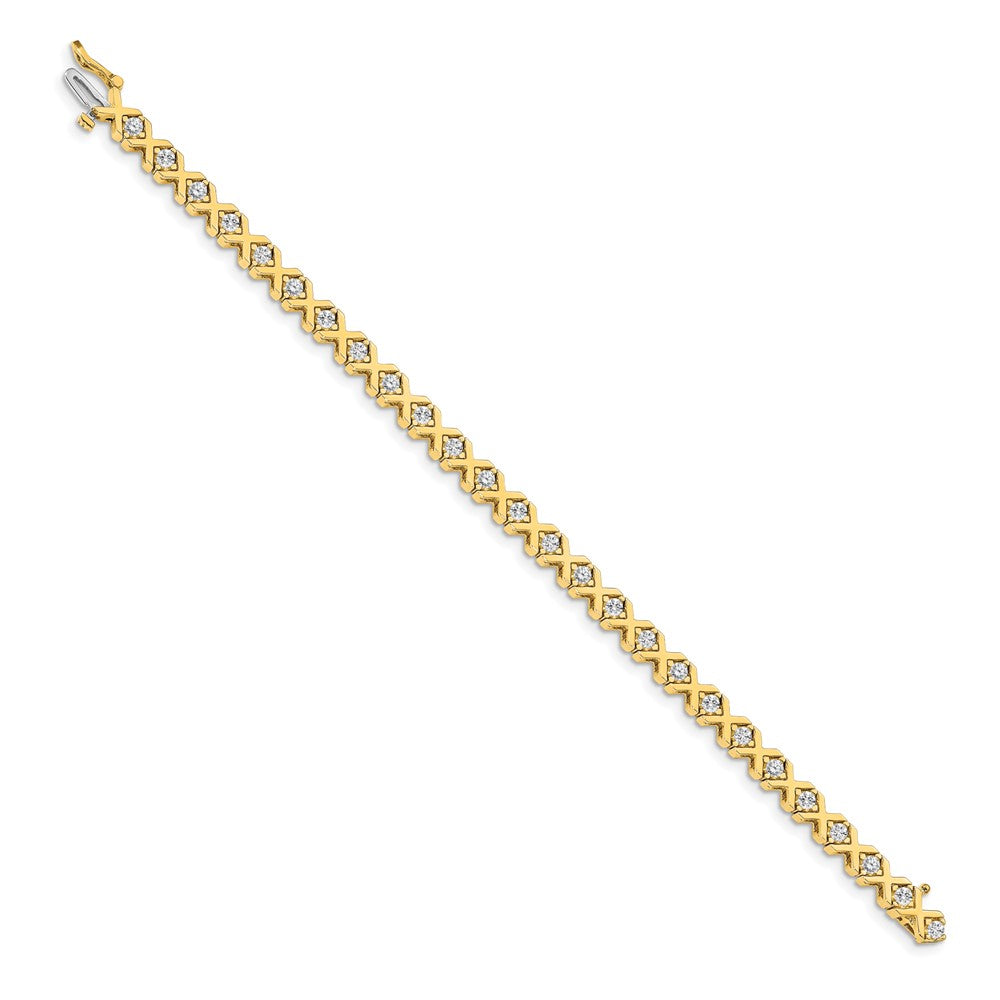 Holds 2.4 carat 26- Round Diamond 4-prong X-design Tennis Bracelet Mounting - WBC