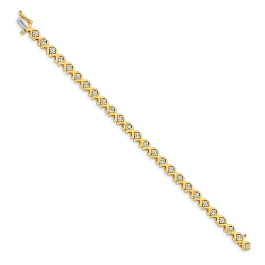 Holds 2.4 carat 26- Round Diamond 4-prong X-design Tennis Bracelet Mounting - WBC