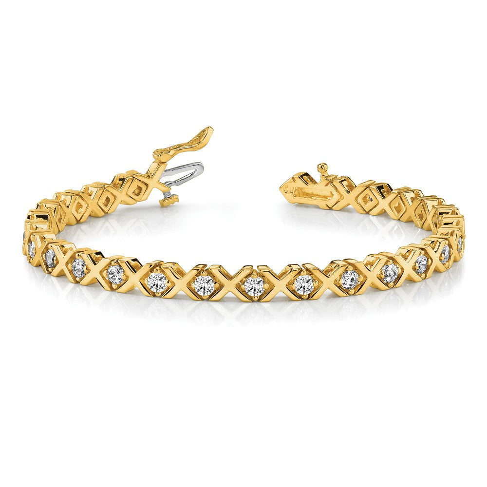 Holds 2.4 carat 26- Round Diamond 4-prong X-design Tennis Bracelet Mounting - WBC