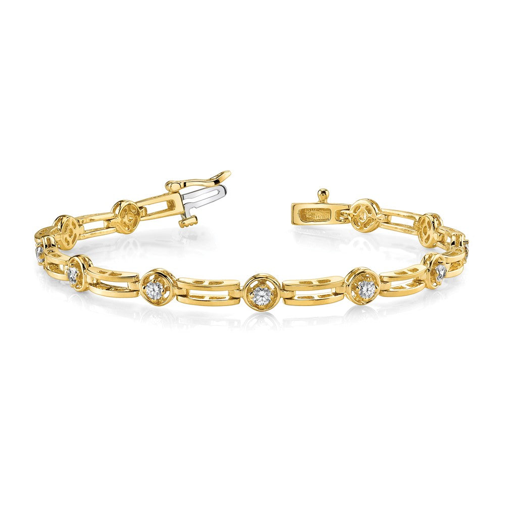 Holds 3/4 carat 11- Round Diamond 4-prong Bar Link Tennis Bracelet Mounting - WBC