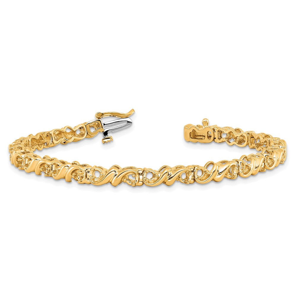 Holds 1.17 carat 30- Round Diamond Fancy Swirl Tennis Bracelet Mounting - WBC