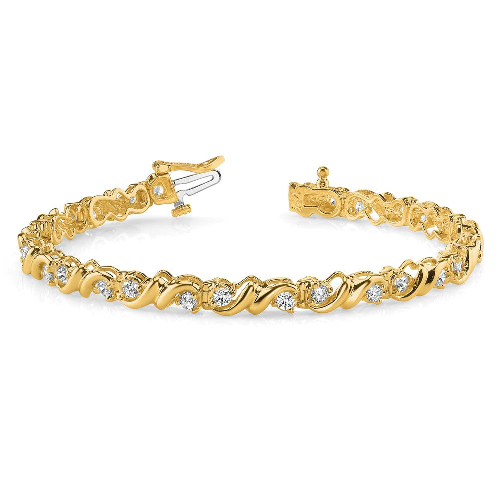 Holds 1.45 carat 28- Round Diamond Fancy Swirl Tennis Bracelet Mounting - WBC