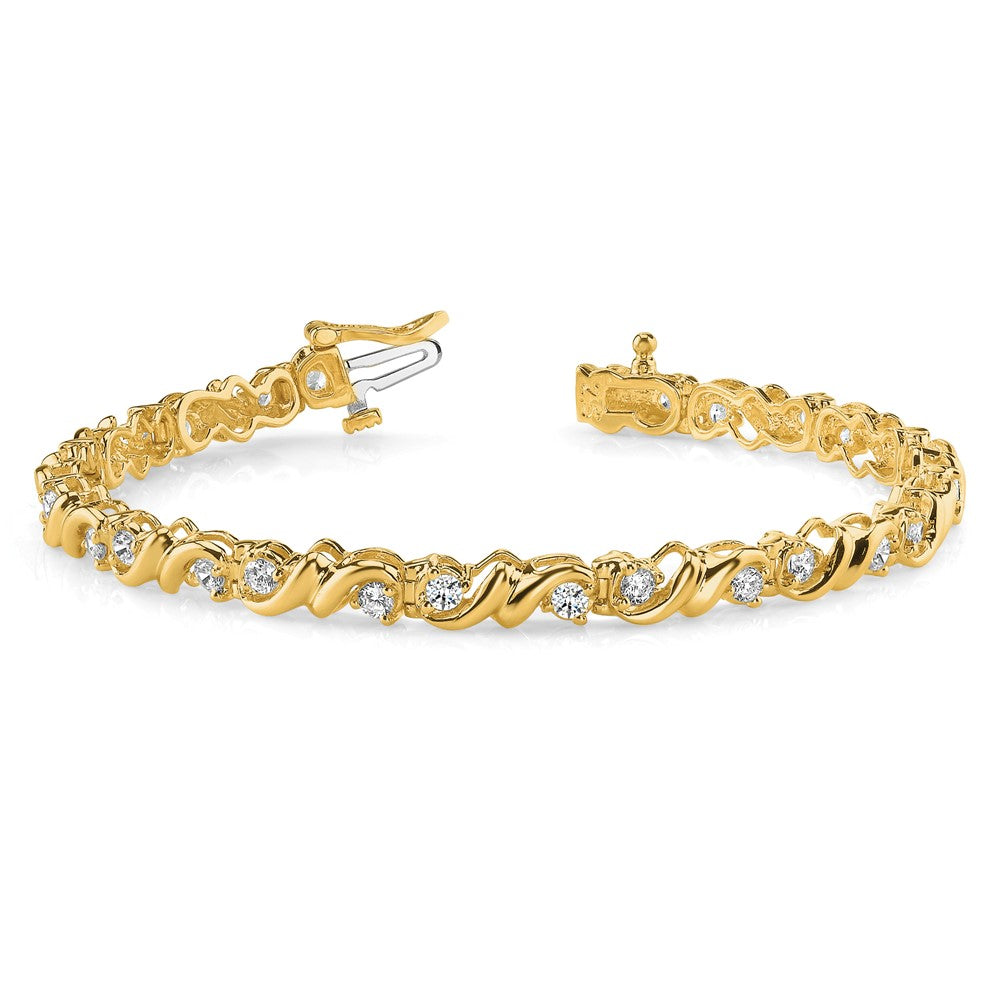 Holds 1.45 carat 28- Round Diamond Fancy Swirl Tennis Bracelet Mounting - WBC