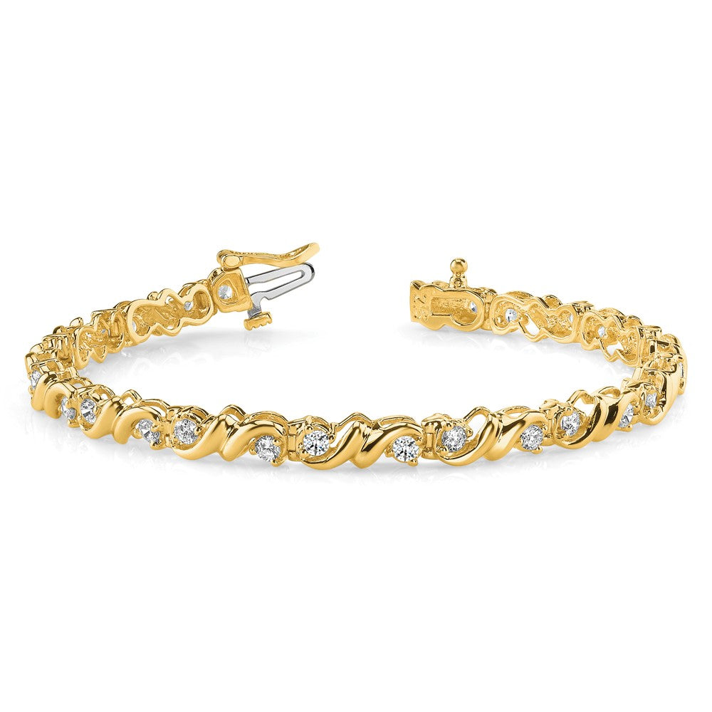 Holds 2.88 carat 28- Round Diamond Fancy Swirl Tennis Bracelet Mounting - WBC