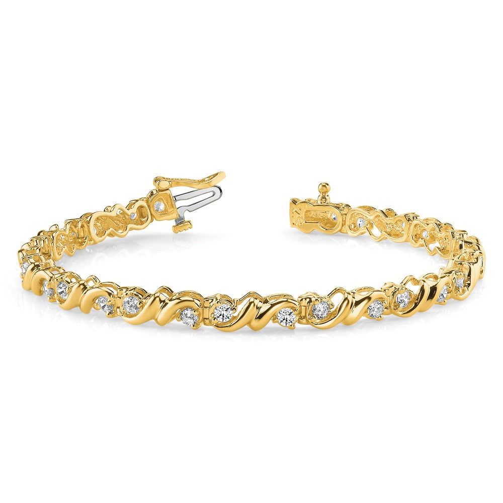 Holds 2.88 carat 28- Round Diamond Fancy Swirl Tennis Bracelet Mounting - WBC