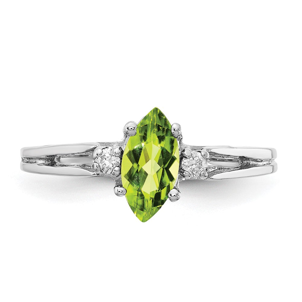 Marquise Peridot and 1/20 carat AA Diamond Ring - WBC