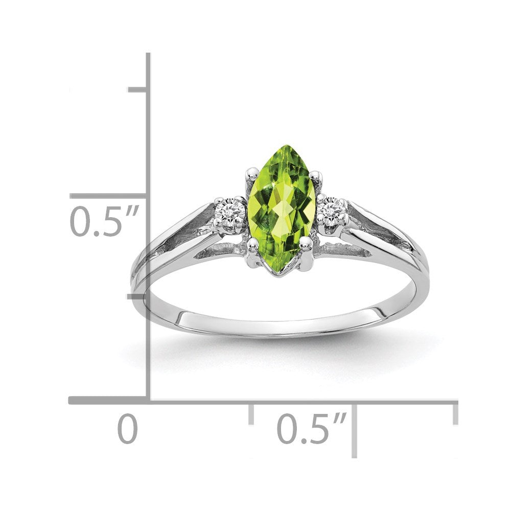 Marquise Peridot and 1/20 carat AA Diamond Ring - WBC
