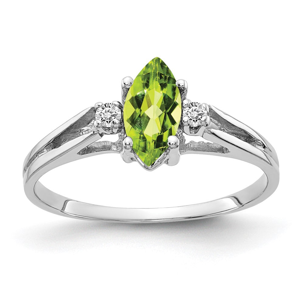 Marquise Peridot and 1/20 carat AA Diamond Ring - WBC