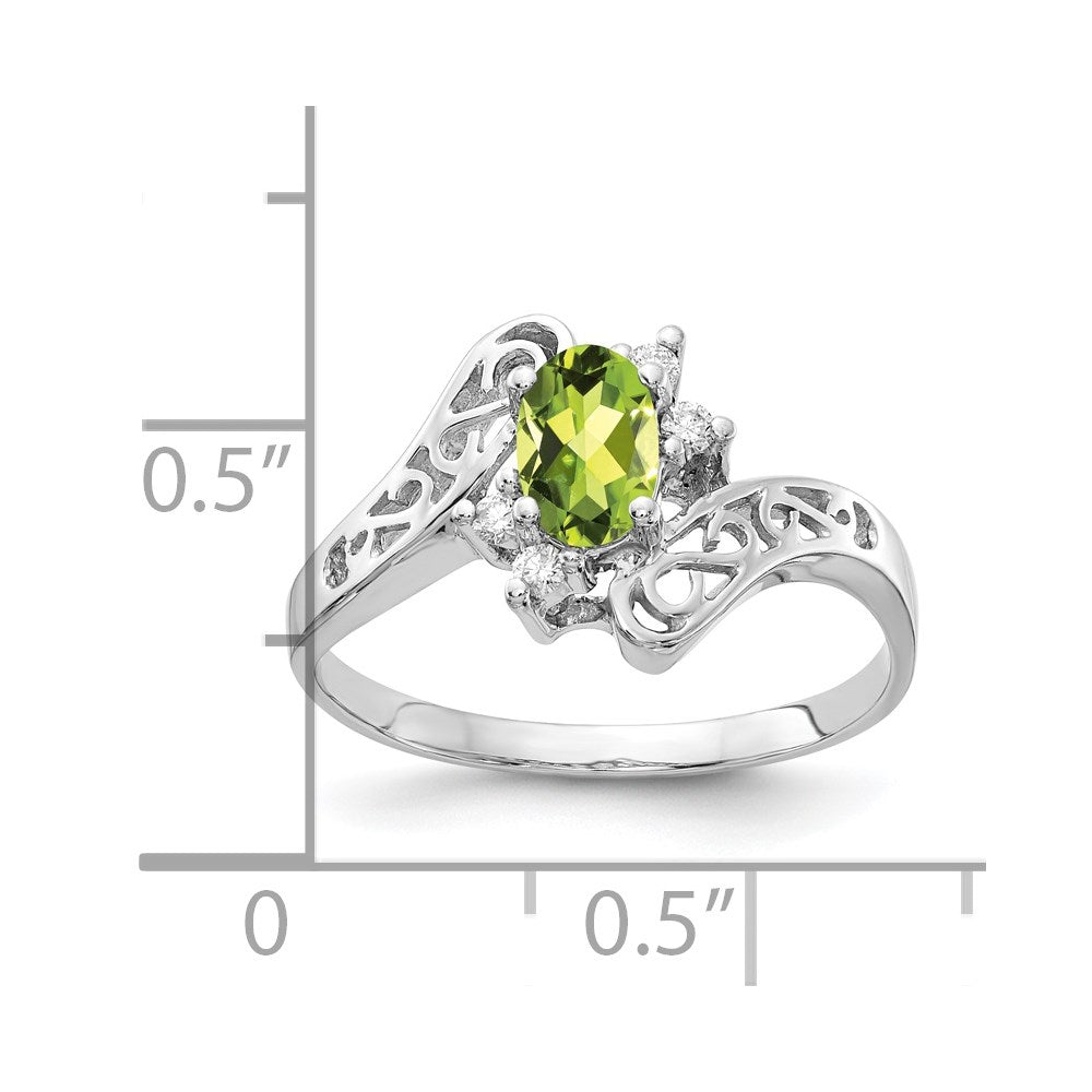 Oval Peridot and 1/20 carat AA Diamond Ring - WBC