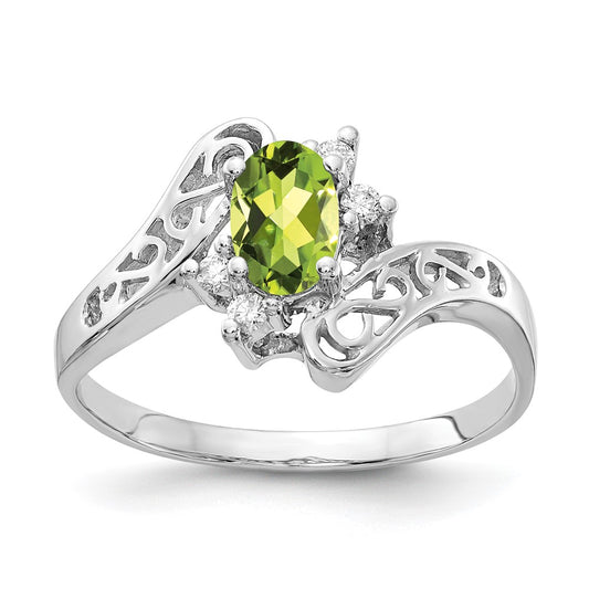 Oval Peridot and 1/20 carat AA Diamond Ring - WBC