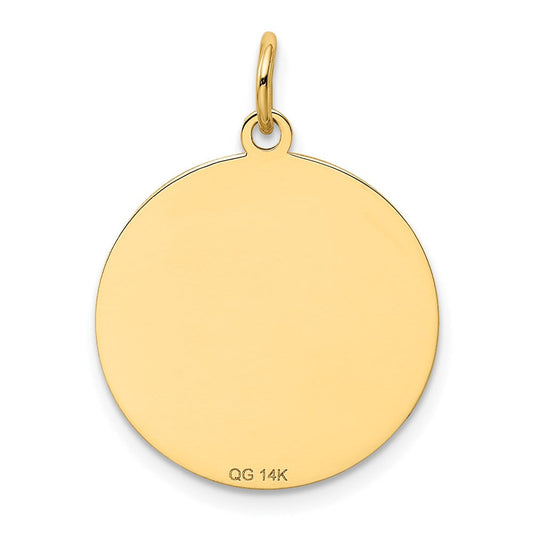 14K Gold Beau Beagle Engravable Disc Dog Charm, 20mm