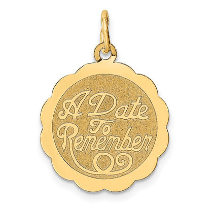 A DATE TO REMEMBER Engravable Disc Charm - WBC