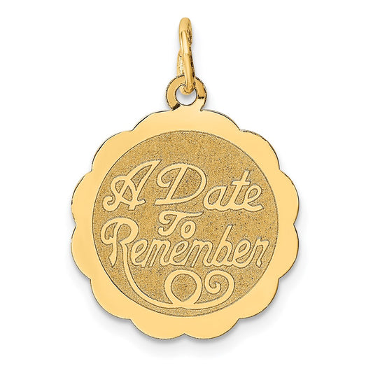 A DATE TO REMEMBER Engravable Disc Charm - WBC