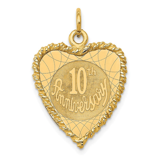 10th ANNIVERSARY Engravable Rope-Edge Heart Charm - WBC