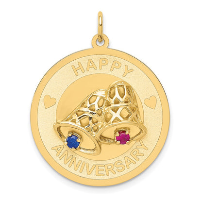 HAPPY ANNIVERSARY Blue and Red CZ with Bells Engravable Disc Charm - WBC