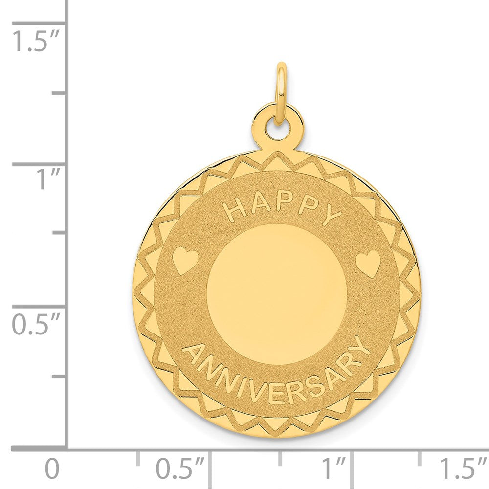HAPPY ANNIVERSARY with Hearts Engravable Disc Charm - WBC