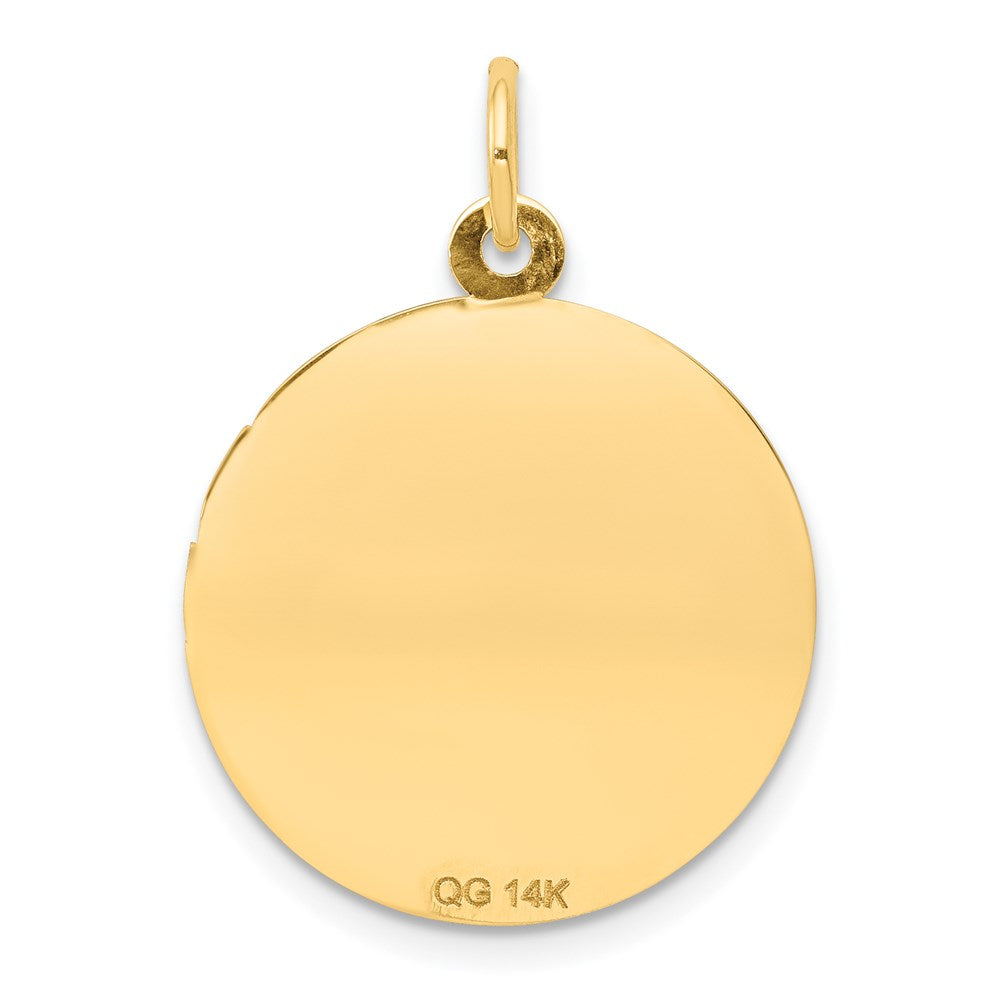 Polished and Satin Solid HOLY COMMUNION Diamond-cut Edge Round Disc Pendant - WBC