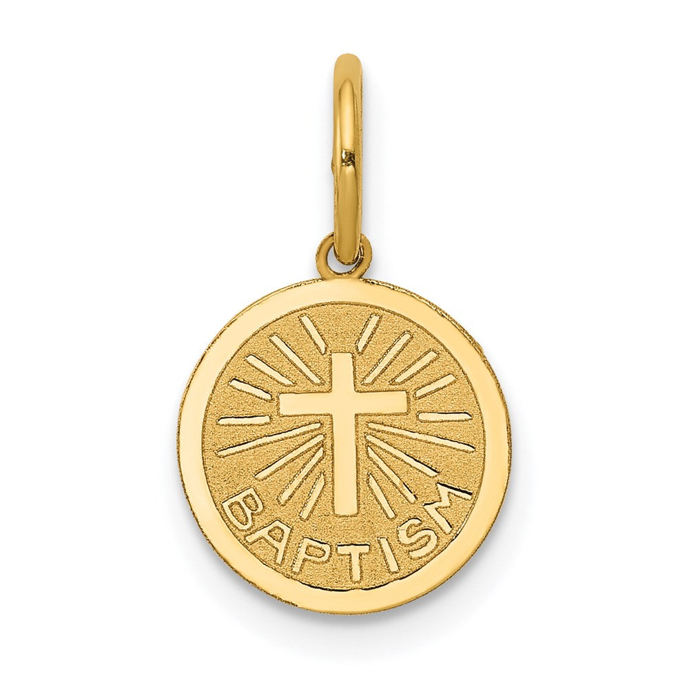 Small BAPTISM with Cross Round Disc Charm - WBC