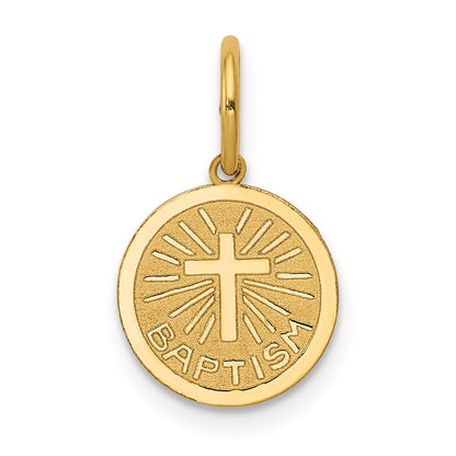 Small BAPTISM with Cross Round Disc Charm - WBC