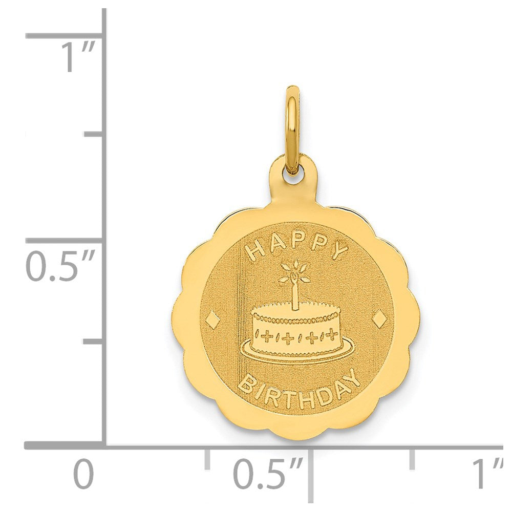 Polished Satin HAPPY BIRTHDAY with Cake Engravable Disc Charm - WBC
