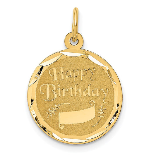 HAPPY BIRTHDAY with Banner Engravable Disc Charm - WBC