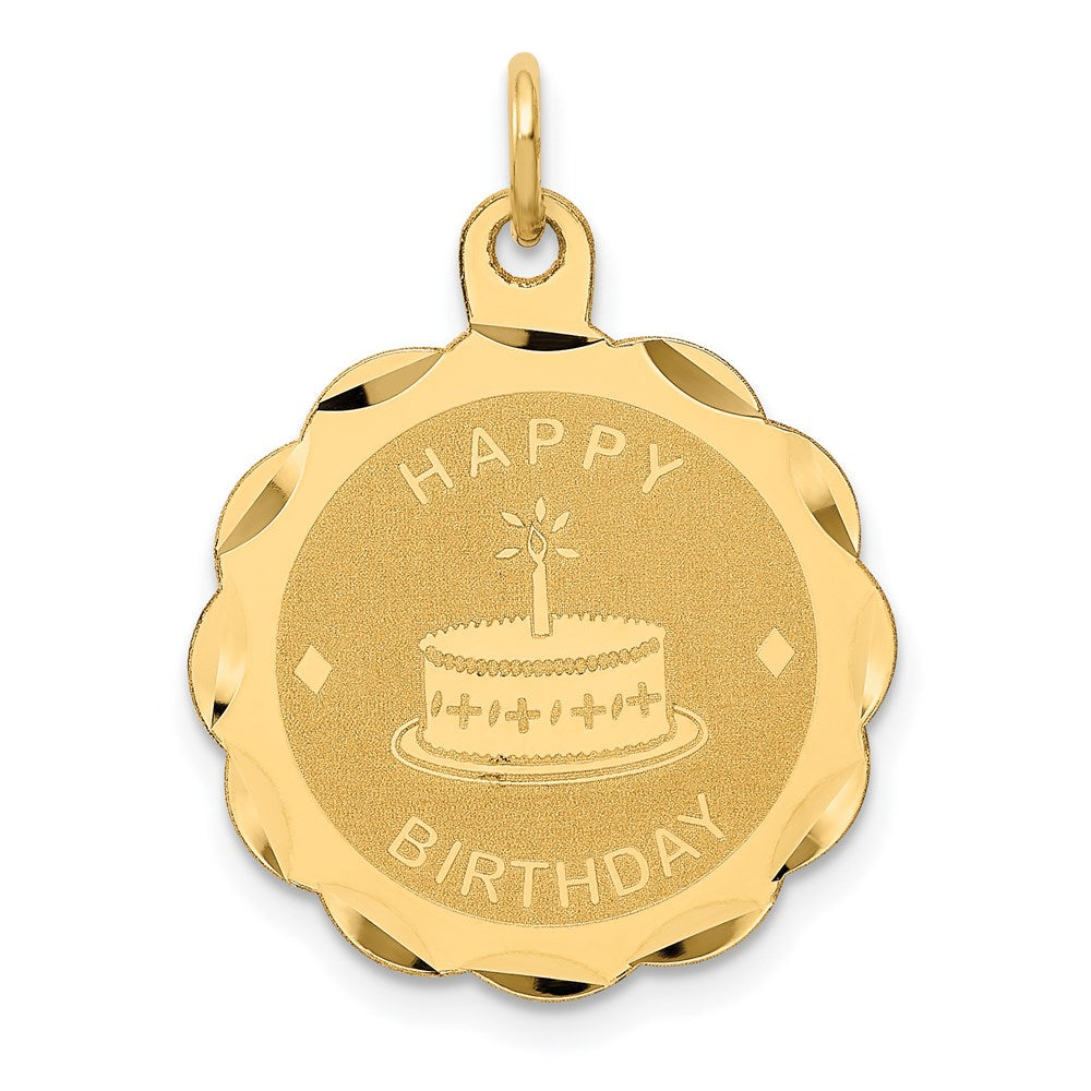 HAPPY BIRTHDAY with Cake Engravable Disc Charm - WBC
