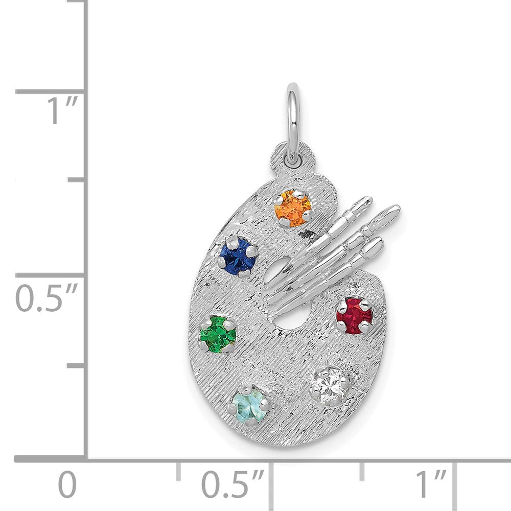 Multi-color CZ Stones Artist Palette Charm - WBC