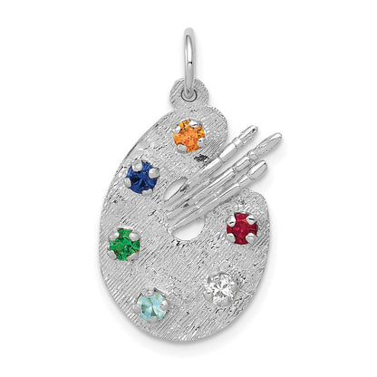 Multi-color CZ Stones Artist Palette Charm - WBC