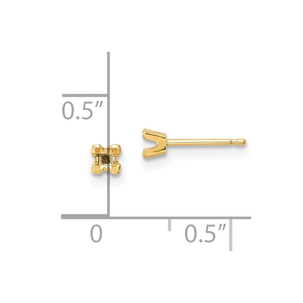 Princess Cut Stud Earring Mountings - WBC